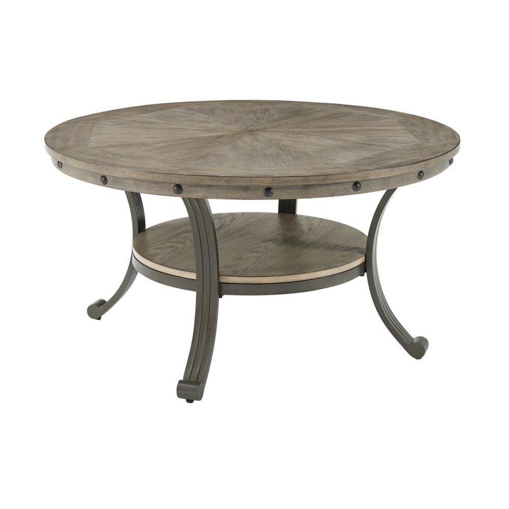 Powell Vinessa Round Coffee Table, 19inH x 36inW x 36inD, Gray/Pewter MPN:ODP2608