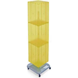 Global Approved 701465-YEL 4-Sided Interlocking Pegboard Floor Display W/ Wheels 14