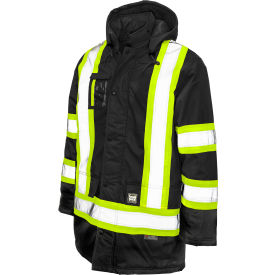 Tough Duck Men's Poly Oxford Lined Safety Parka Jacket S Black S17611-BLACK-S