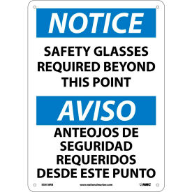 Bilingual Plastic Sign - Notice Safety Glasses Required Beyond This Point ESN18RB