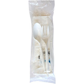 Boardwalk® Six-Piece Cutlery Kit Fork/Knife/Teaspoon/Napkin/Pepper/Salt White 250/Carton BWK6COMBOKITPP