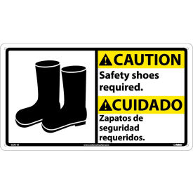 Bilingual Plastic Sign - Caution Safety Shoes Required CBA11R