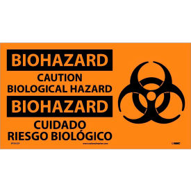 Bilingual Vinyl Sign - Biohazard Caution Biological Hazard SPSA52P