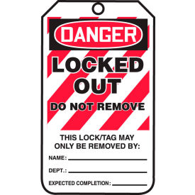 Accuform MLT418CTP Lockout Tag Danger Locked Out Do Not Remove Tag PF-Cardstock 25/Pack MLT418CTP