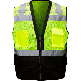 GSS Enhanced Visibility Premium Heavy Duty Vest w/ Multi Pockets Class 2 2XL/3XL Lime 1201-2XL/3XL