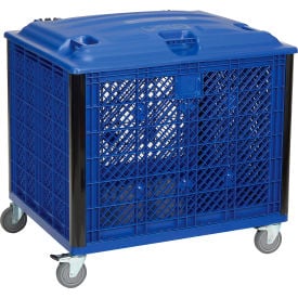 GoVets™ Easy Assembly Vented Wall Container - Lid/Casters 39-1/4x31-1/2x34 Overall 087P603
