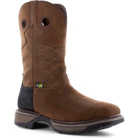 Frye Supply Safety-Crafted Western Work Boots w/ Steel Toe & Internal Met Guard Size 10M Brown FR40101-M-10.0