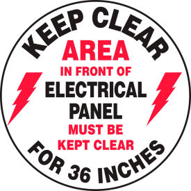 Accuform MFS729 Keep Clear In Front Of Electrical Floor Sign 17