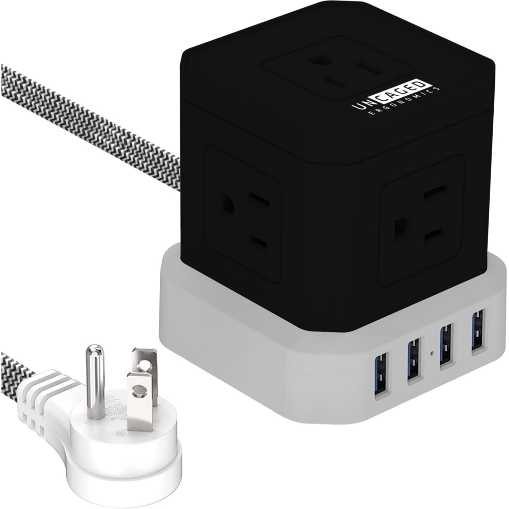 Uncaged Ergonomics PCB 5 AC-Outlet Cube Extension Cord With Surge Protector, 10', Black (Min Order Qty 2) MPN:PC-B