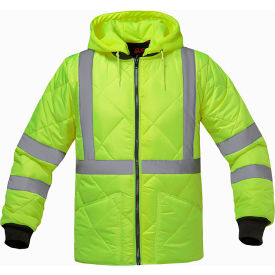 GSS Diamond Quilted Jacket w/ Removable Hood Class 3 Lime 4XL 8031-4XL
