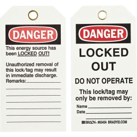 Brady® 65454 Lockout Tag- Danger Locked Out Do Not Operate 2 Sided Cardstock 25/Pack 65454