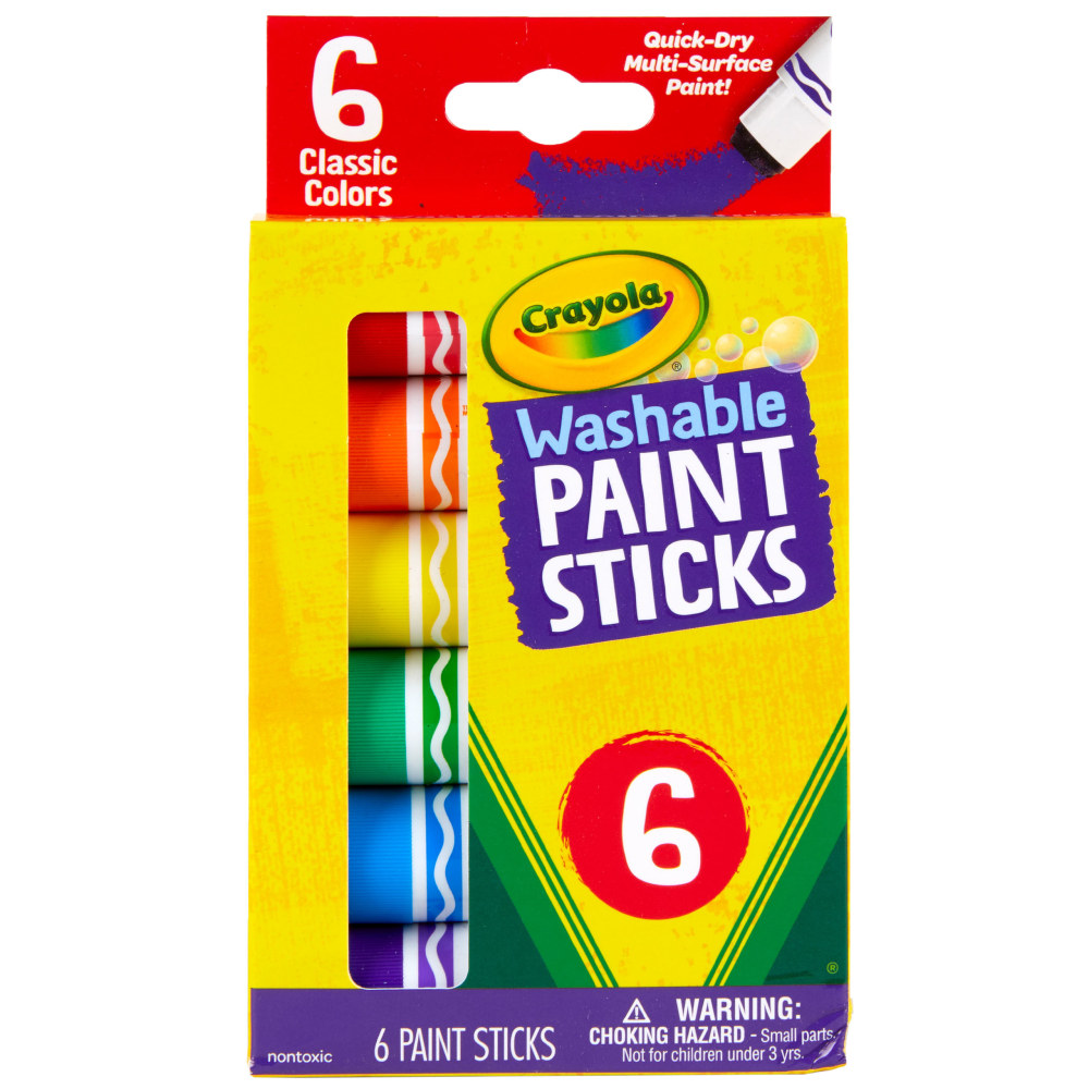 Crayola Washable Paint Sticks, Assorted Colors, Pack Of 6 Sticks MPN:54-6207