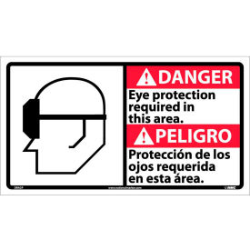 NMC™ Bilingual Vinyl Sign Danger Eye Protection Required In This Area 18