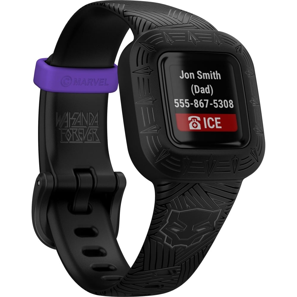 Garmin ve_vofit jr. 3 Smart Watch - Marvel Black Panther - Silicone Band - Swimming, Health & Fitness, Tracking, Smartphone - Water Resistant - 164.04 ft Water Resistant MPN:010-02441-30