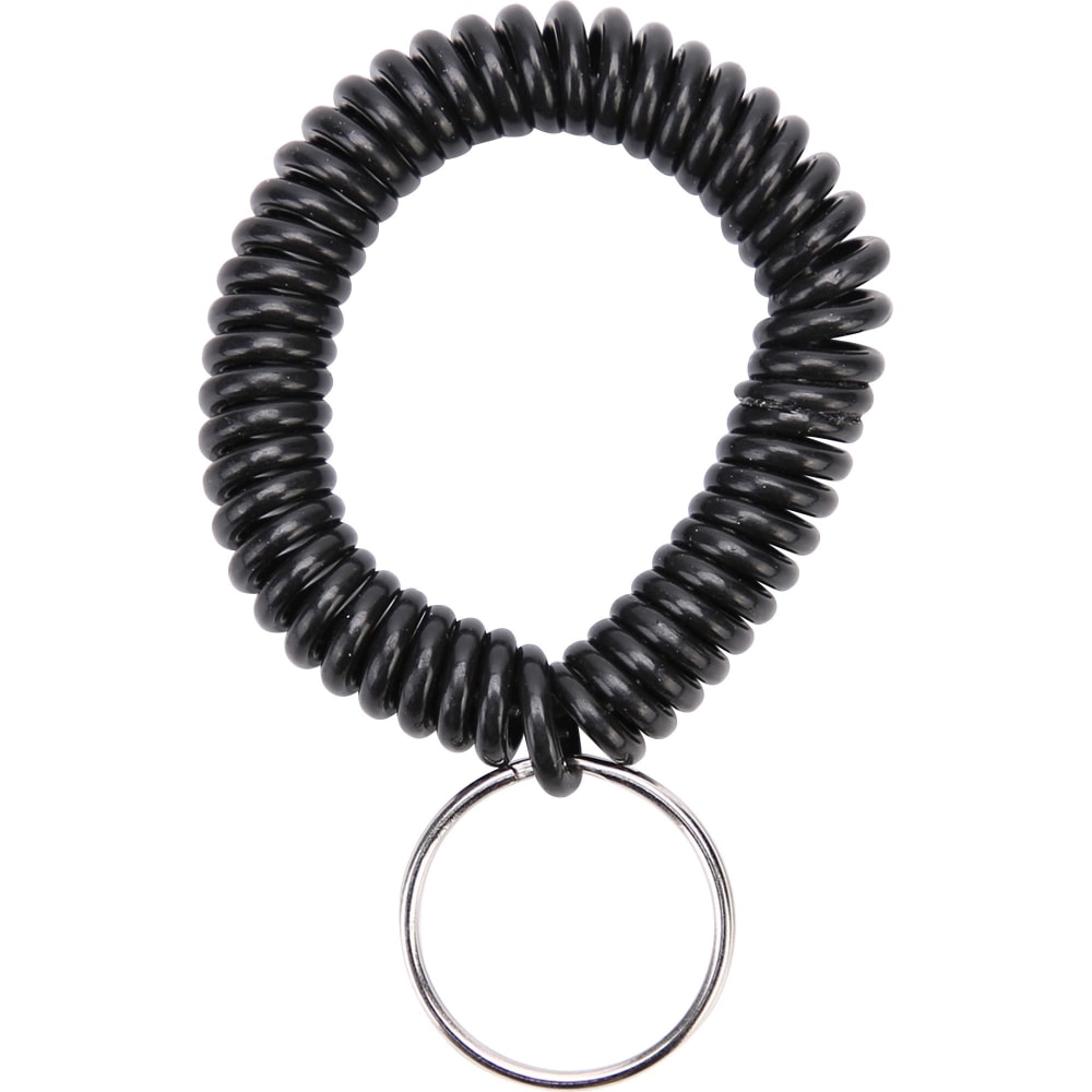 Sparco Split Ring Wrist Coil Key Holders, 2.1inH x 2.1inW x 2.4inL, Black, 6 / Pack MPN:02882