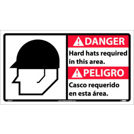 Bilingual Vinyl Sign - Danger Hard Hats Required In This Area DBA4P
