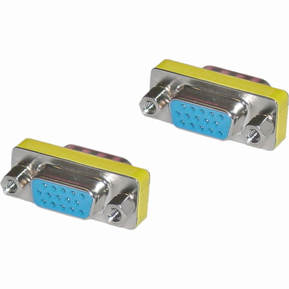 4XEM VGA HD-15 Interface Female To Female Adapter/Coupler - 1 x 15-pin HD-15 VGA Female - 1 x 15-pin HD-15 VGA Female - Silver, Yellow MPN:4XVGAFF