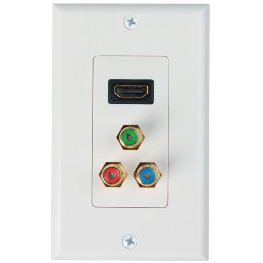4XEM 1 Port Female HDMI and RCA Audio/Video Wall Plate (White) - 1-gang - White - 1 x HDMI Port(s) - 3 x RCA Port(s) - 1 MPN:4XWALLHDMIRCA