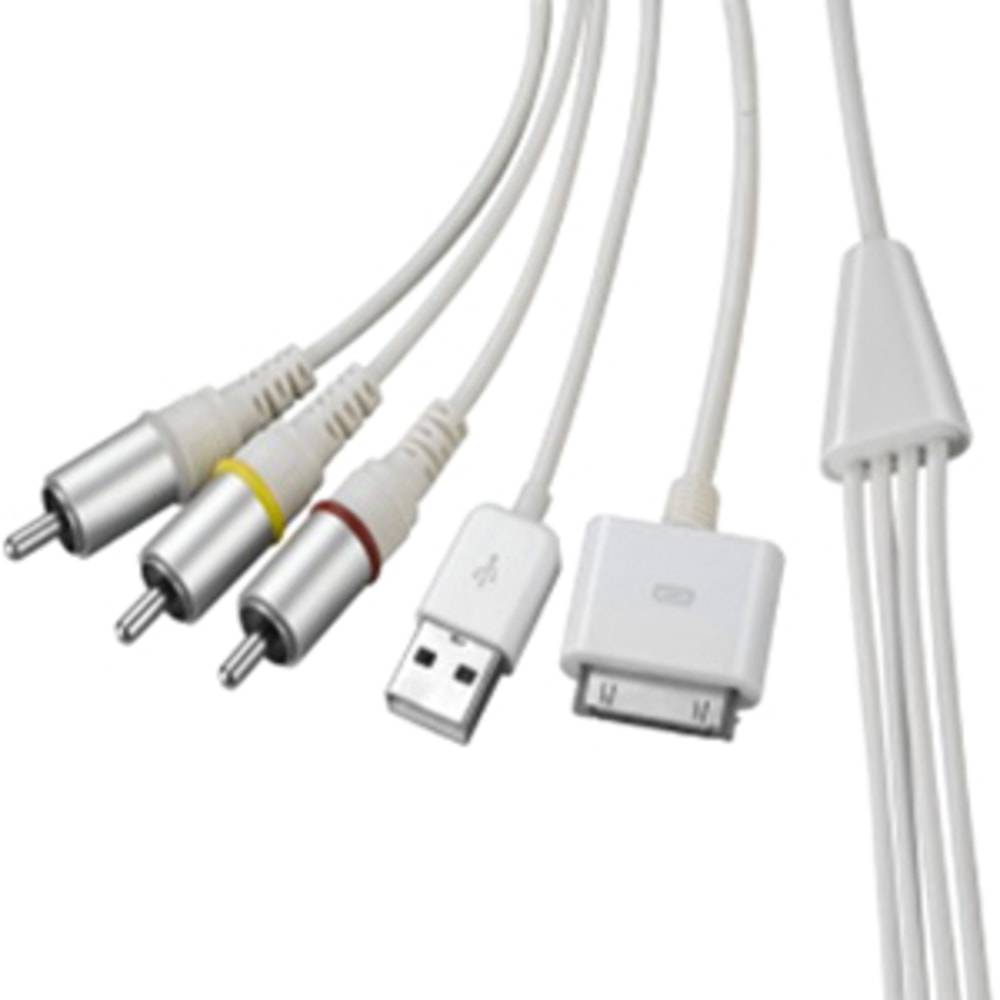 4XEM Apple 30-Pin To RCA Composite Audio/Video Plus USB Charging, 5.91ft, White/Red/Yellow MPN:4X30PINAV