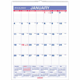 AT-A-GLANCE Monthly Wall Calendar with Ruled Daily Blocks 8 x 11 12-Month (Jan to Dec) 2026 PM128