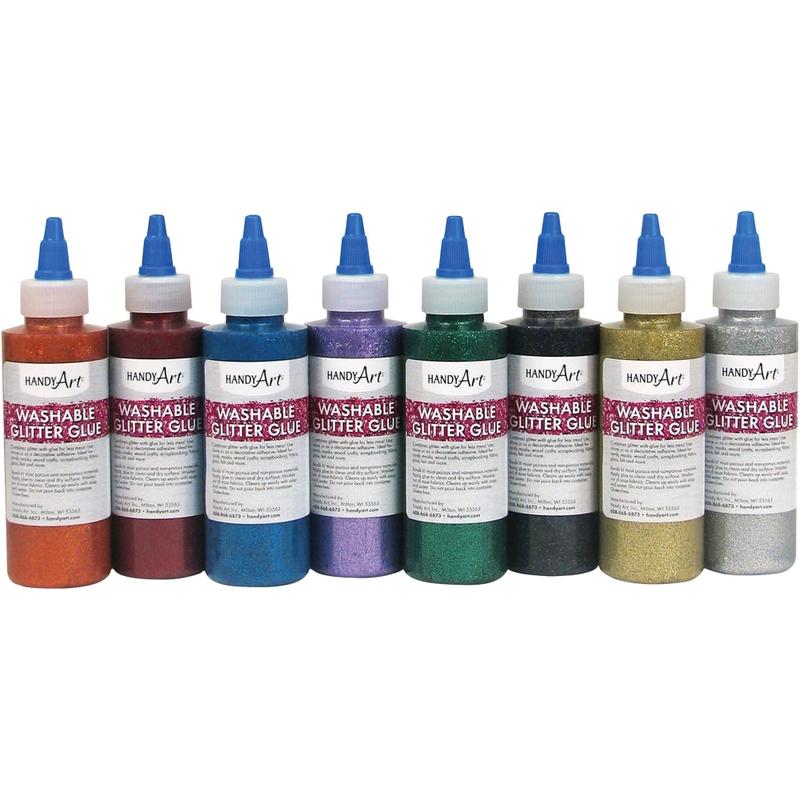 Handy Art Glitter Glue, 4 Oz, Assorted Colors, Set Of 8 Glue Bottles MPN:887144