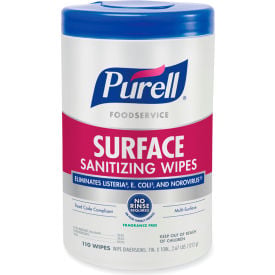 PURELL® Foodservice Surface Sanitizing Wipes 1-Ply 10x7 White 110/Canister 6 Canisters/CT 9341-06