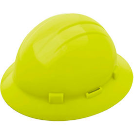 ERB® Americana Full Brim Hard Hat w/ Accessory Slots 4-Pt Slide-Lock Suspension Hi-Viz Yellow WEL19294HY - Pkg Qty 12