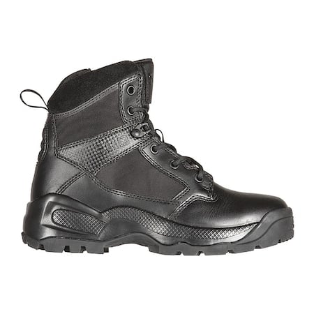 Military/Tactical Boot, Leather/Fabric Upper, Rubber Outsole, Plain Toe, Side Zipper, Black, 12 E MPN:12394