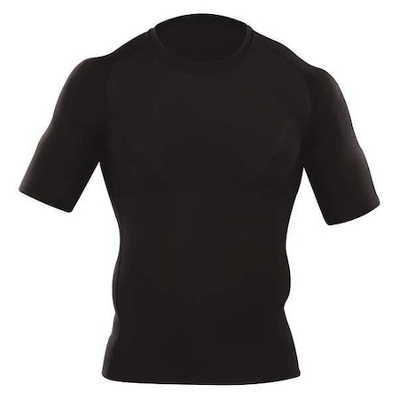 Men's Short Sleeve T-Shirt, 18% Spandex, 82% Polyester, Pullover, 0 Pocket(s), Black, L MPN:40005