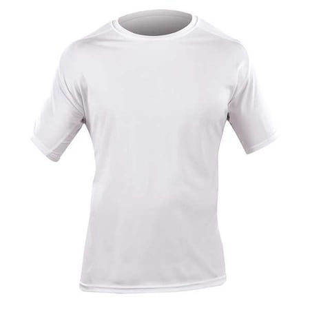 Men's Loose Fit Crew Shirt, Polyester, Pullover, White, XL MPN:40007