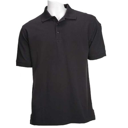 Tactical Polo Shirt, 100% Cotton, Button, Black, 2XL MPN:41060
