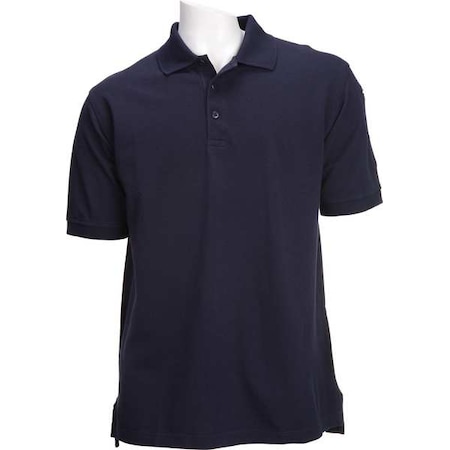 Tactical Polo Shirt, 100% Cotton, Button, Dark Navy, XL MPN:41060