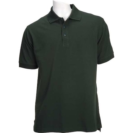 Tactical Polo Shirt, 100% Cotton, Button, Dark Green, XL MPN:41060