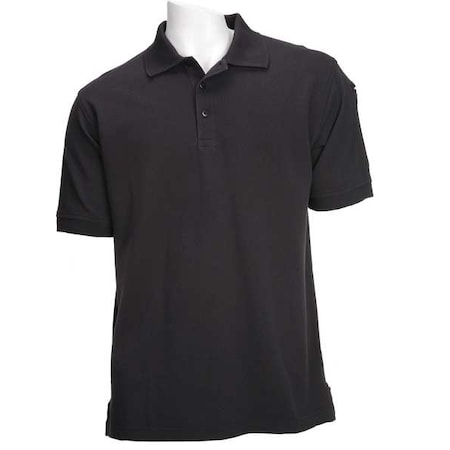 Tactical Polo Shirt, 100% Cotton, Button, Black, XS MPN:41060