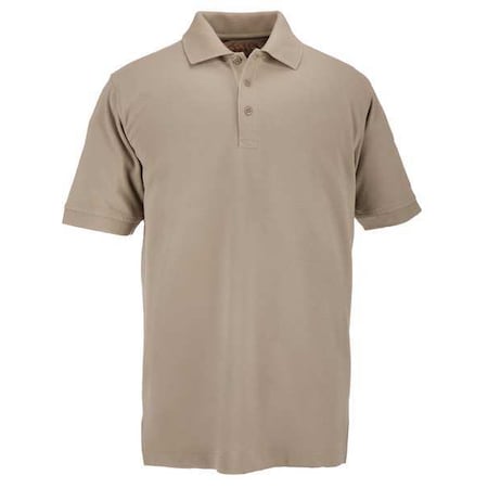 Tactical Polo Shirt, 100% Cotton, Button, Tan, S MPN:41060