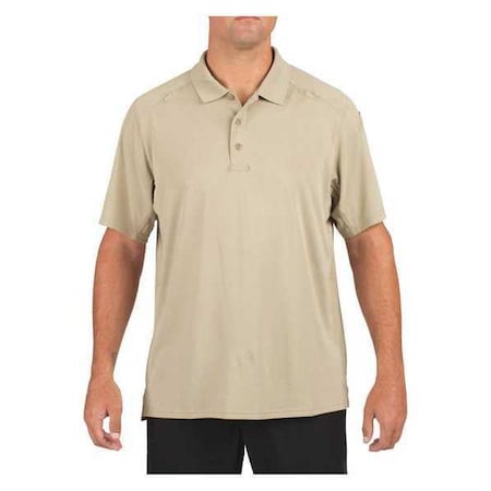 Men's Tactical Polo Shirt, 100% Polyester, Button, 0 Pocket(s), Tan, L MPN:41192