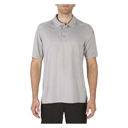 Men's Tactical Polo Shirt, 100% Polyester, Button Front, 0 Pocket(s), Heather Gray, 2XL MPN:41192