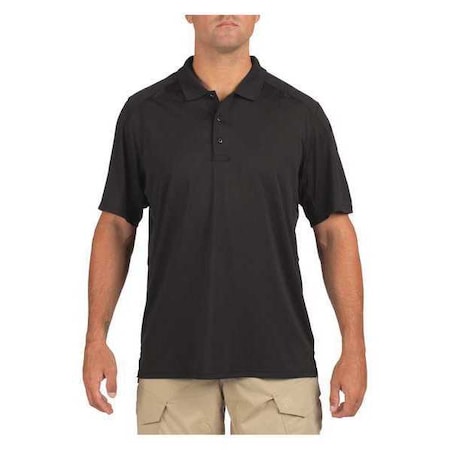 Men's Tactical Polo Shirt, 100% Polyester, Button Front, 0 Pocket(s), Black, M MPN:41192
