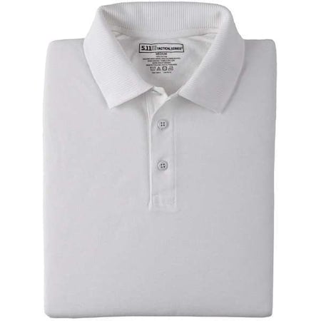 Tactical Polo Shirt, 100% Cotton, Button, White, L MPN:42056