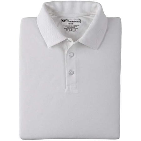 Tactical Polo Shirt, 100% Cotton, Button, White, 2XL MPN:42056