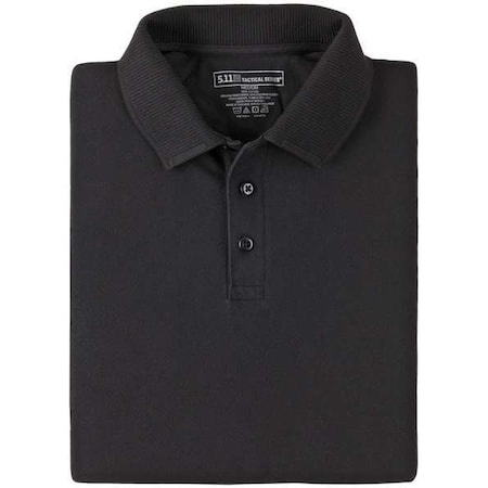 Tactical Polo Shirt, 100% Cotton, Button, Black, XS MPN:42056