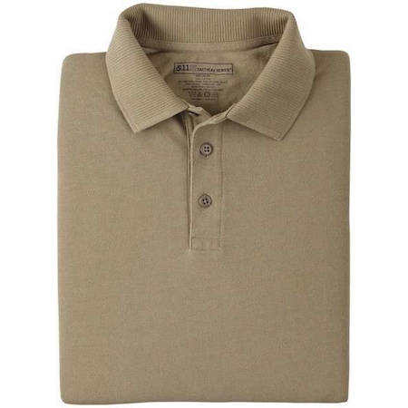 Tactical Polo Shirt, 100% Cotton, Button, Tan, XL MPN:42056