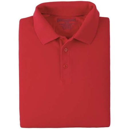 Tactical Polo Shirt, 100% Cotton, Button, Red, L MPN:42056