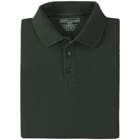 Tactical Polo Shirt, 100% Cotton, Button, Dark Green, 3XL MPN:42056