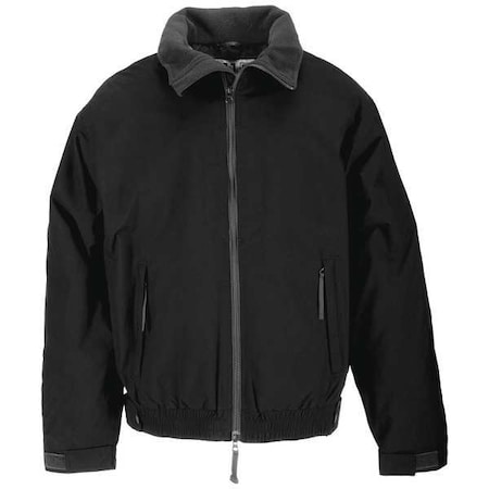 Men's Jacket, Water and Wind Resistant Microfiber, Zipper, Black, 3XL MPN:48026