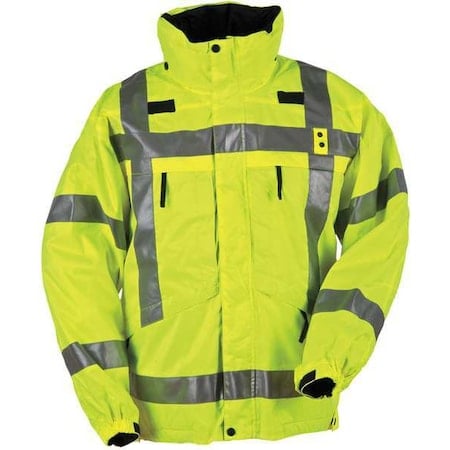 Hi-Vis Rain Parka, 100% Polyester, Reflective Yellow, S MPN:48033ABR-320-S