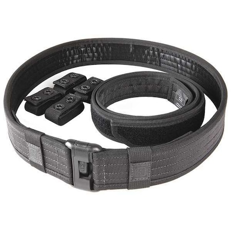 Duty Belt, Nylon, Polypropylene, Black, XL, Buckle, Hook-and-Loop, Snap MPN:59505