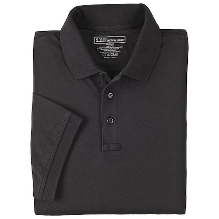Tactical Polo Shirt, 100% Cotton, No Wrinkle, Shrink or Fade, Button, 2 Pocket(s), Black, S MPN:61164