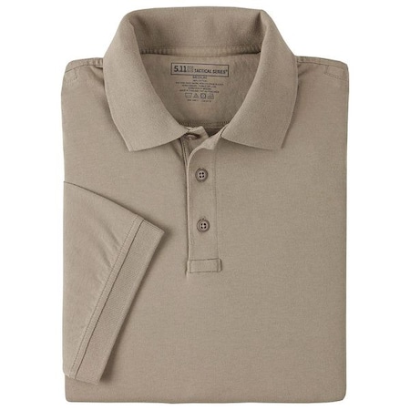 Tactical Polo Shirt, 100% Cotton, Button, 2 Pocket(s), Tan, S MPN:61164