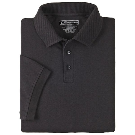 Tactical Polo Shirt, 100% Cotton, Button, 2 Pocket(s), Black, S MPN:61166